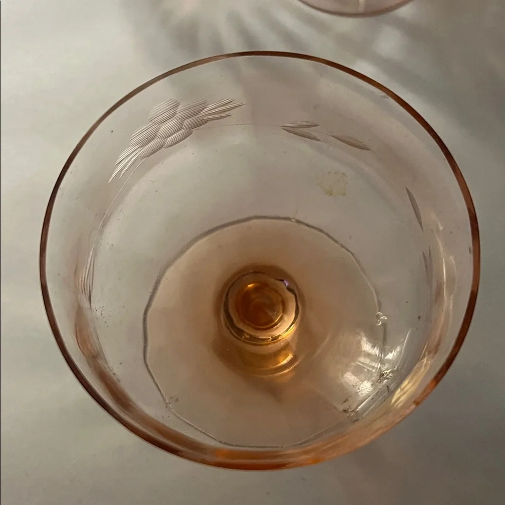 Elegant Pink Glass Dessert Cups Set, Depression Glass Vintage - Picture 7 of 8